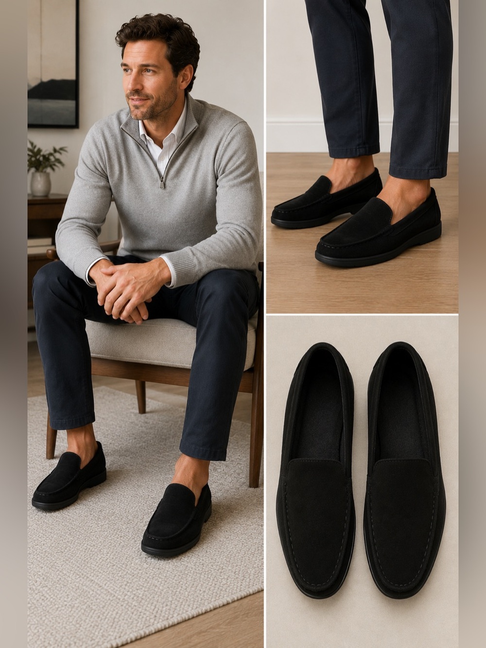 Vionic Tompkins Men’s Black Suede Slip-On Loafers Orthotic Comfort Shoes Size 13